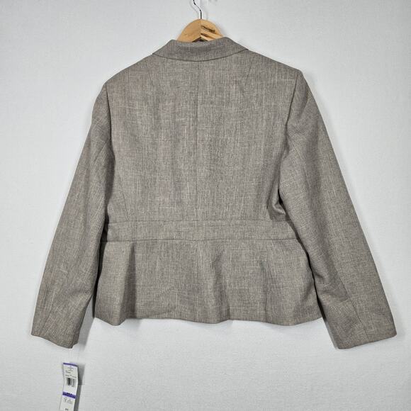 Black Label by Evan Picone Jacket Blazer sz 18 Tan Tweed Pockets Lined Career - Picture 6 of 13